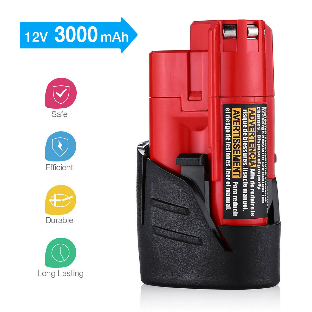 12V M12 Battery for Milwaukee Drill, Drive, Impact Wrench, Ratchet, Rotary 12V M12 Battery for Milwaukee Drill, Drive, Impact Wrench, Ratchet, Rotary